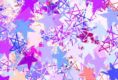 Açık mavi, gökyüzü yıldızlı kırmızı vektör şablonu. Yıldızlı modern geometrik soyut çizim. Fütürist reklamlar ve kitapçıklar için şablon.