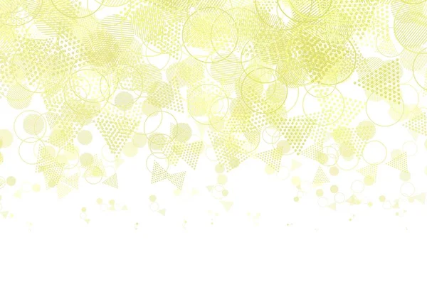円を持つ多角形のスタイルで明るい黄色のベクトル背景 カラフルなドット 線でモダンな抽象的なイラスト Cmの模様 — ストックベクタ