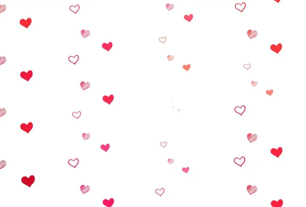 Hellrote Vektorvorlage Mit Kritzelherzen Illustration Mit Verliebten Herzen Zum Valentinstag — Stockvektor