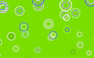 Açık pembe, köpüklü yeşil vektör arkaplan. Parlak renkli soyut çemberlerin olduğu bir resim. Fütürist reklamlar ve kitapçıklar için şablon.