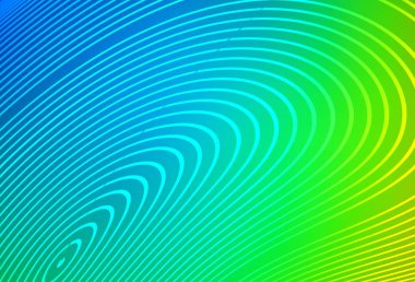 Açık mavi, kıvrımlı çizgileri olan yeşil vektör arkaplan. Eğri şekilli yepyeni renkli bir tasvir. İş tasarımınız için şablon.