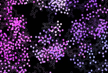 Koyu mor, yapay zeka yapısına sahip pembe vektör şablonu. Renkli yapay zeka yapısı, eğimli çizgiler ve noktalar. Teklif verilerinin tanıtımı için akıllı tasarım.