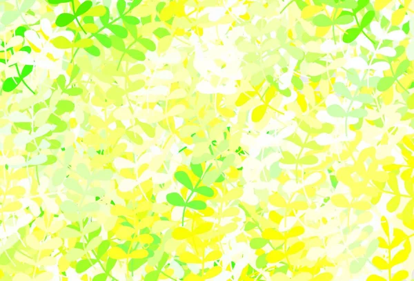 Hellgrünes Gelbes Vektormuster Mit Blättern Blätter Auf Verschwommenem Abstrakten Hintergrund — Stockvektor