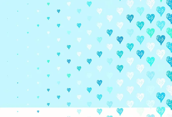 Azul Claro Fondo Verde Vector Con Corazones Hermoso Estilo Celebración — Vector de stock