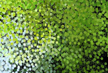 Koyu yeşil, baloncuklu sarı vektör arkaplan. Doğa tarzında bulanık halkaları olan güzel renkli çizimler. Poster ve web siteleri için tasarım.