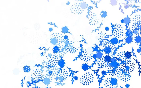 Rosa Claro Textura Garabato Vector Azul Con Flores Rosas Ilustración — Vector de stock