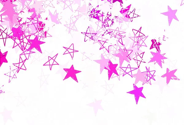 Fundo Vetor Rosa Claro Com Estrelas Pequenas Grandes Estrelas Fundo — Vetor de Stock