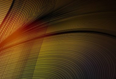 Koyu yeşil, kıvrımlı sarı vektör dokusu. Eğimli çizgileri olan zarif parlak bir illüstrasyon. Marka kitabı için şık bir desen.