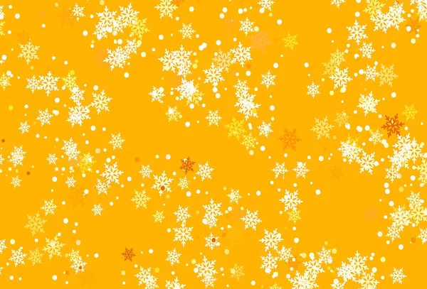 Sfondo Vettore Arancione Chiaro Con Bellissimi Fiocchi Neve Illustrazione Brillante — Vettoriale Stock
