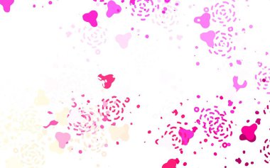 Açık pembe, kaotik şekilli sarı vektör şablonu. Rastgele şekillerle soyut tarzda dekoratif tasarım. Kartvizitiniz için modern tasarım.