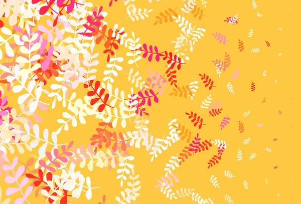 Hellrotes Gelbes Vektor Doodle Muster Mit Blättern Gekritzelte Illustration Von — Stockvektor