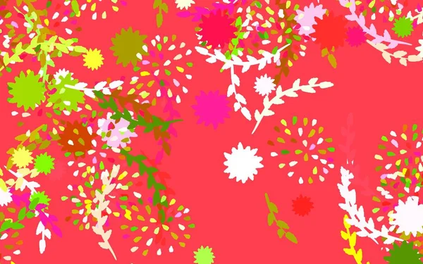 ライトピンク 花と緑のベクトルのドアパターン花とグリッター抽象的なイラスト ブランドブックの新しいテンプレート — ストックベクタ