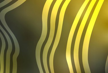 Koyu yeşil, eğri çizgileri olan sarı vektör arkaplan. Eğilimli soyut bir çizim. Fikirlerin için bir örnek..