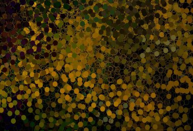 Koyu yeşil, küreli sarı vektör deseni. Bulanık dekoratif tasarım baloncuklu soyut tarzda. İş ilanınız için tasarım.