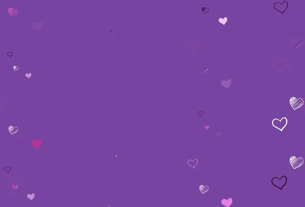 Light Purple Pink Vector Backdrop Sweet Hearts Illustration Hearts Love — Stock Vector