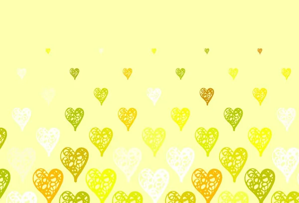 Ανοιχτό Πράσινο Κίτρινο Διανυσματικό Φόντο Λαμπερές Καρδιές Διακοσμητικό Σχέδιο Καρδιές — Διανυσματικό Αρχείο