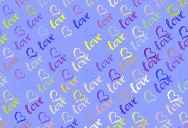 Karalama kalpli hafif çokrenkli vektör şablonu. Kalpli basit bir dekoratif tasarım. Karnaval için şablon, festival için romantik broşürler.