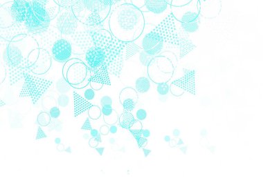 Açık mavi, yeşil vektör desenli, çemberli, küplü. Daireler, çizgiler, rengarenk eşkenar dörtgenler. İniş sayfası için modern şablon.