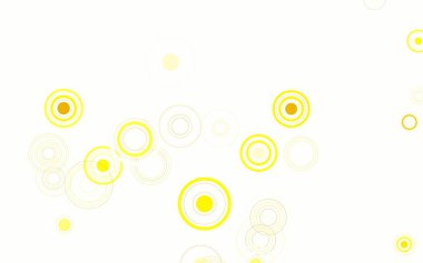 Açık sarı vektör arkaplan ve noktalar. Parlak renkli soyut çemberlerin olduğu bir resim. Duvar kağıtlarının dokusu için desen.