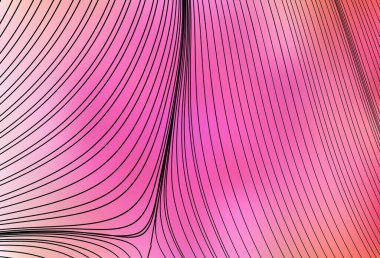 Eğri çizgileri olan açık pembe vektör şablonu. Değişken çizgileri olan renkli geometrik örnek. Tasarımınız için desen.