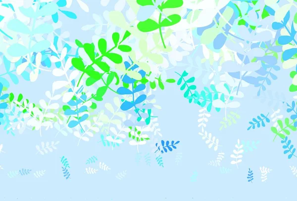 Azul Claro Verde Vector Elegante Plantilla Con Hojas Ilustración Colores — Vector de stock