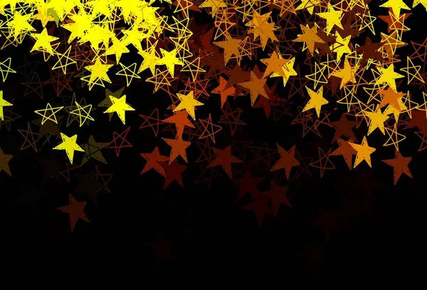 Dunkelrotes Gelbes Vektormuster Mit Weihnachtlichen Schneeflocken Sternen Moderne Geometrisch Abstrakte — Stockvektor