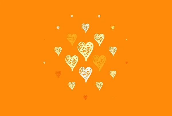 Světlé Oranžové Vektorové Pozadí Sladkými Srdci Krásné Oslavy Stylu Srdce — Stockový vektor