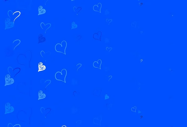 Light Blue Διανυσματικό Πρότυπο Doodle Καρδιές Λαμπερή Απεικόνιση Καρδιές Αφηρημένο — Διανυσματικό Αρχείο