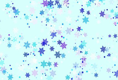 Açık pembe, buzlu mavi vektör şablonu. Soyut şablonda kar olan parlak renkli bir illüstrasyon. Yeni yıl broşürleri için desen.