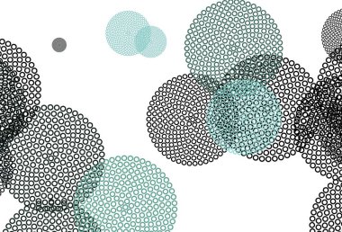 Kabarcıklı açık yeşil vektör arka planı. Renkli su damlaları olan modern soyut çizimler. Fütürist reklamlar ve kitapçıklar için şablon.