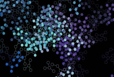 Koyu pembe, yapay zeka yapısına sahip mavi vektör şablonu. Soyut şablondaki yapay zeka şekilleriyle parlayan illüstrasyon. Siber yeniliklerin tasviri için tasarım.