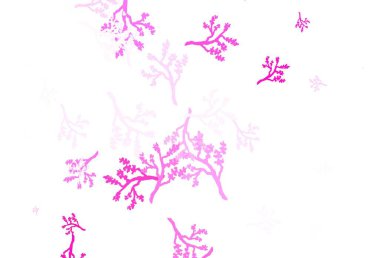 Açık pembe, sarı vektör dallı karalama şablonu. Yapraklar ve dallarla bulanık şekilli yaratıcı illüstrasyon. Web ve broşürler için elle boyanmış tasarım.