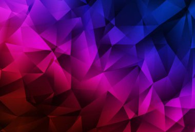 Koyu mavi, kırmızı vektör parlayan üçgen çizim. Gradyanı olan üçgen geometrik örnek. Web siteniz için yeni bir doku.