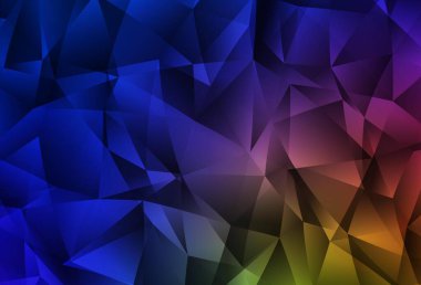 Koyu mavi, sarı vektör düşük poli düzeni. Gradyanı olan zarif parlak çokgen çizimi. Web siteniz için çokgen tasarım.