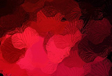 Koyu pembe, yapraklı kırmızı vektör deseni. Bulanık arka planda yaprakları olan eskiz karalamalar. Duvar kağıdı tasarımınız için yeni bir doku.