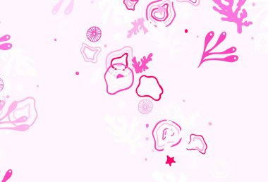 Soyut şekilli açık pembe vektör arkaplanı. Rastgele şekillerle soyut tarzda dekoratif tasarım. Duvar kağıtları için zarif tasarım.