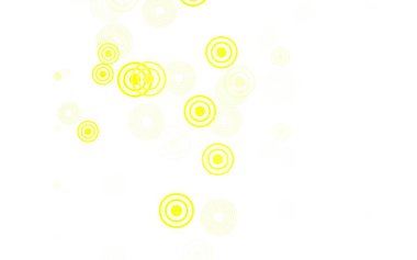 Açık yeşil, diskli sarı vektör dokusu. Doğa tarzında bulanık halkaları olan güzel renkli çizimler. Duvar kağıtlarının dokusu için desen.