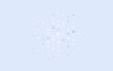 Açık pembe, daire şekilli mavi vektör düzeni. Doğa tarzında bulanık halkaları olan güzel renkli çizimler. Duvar kağıtlarının dokusu için desen.