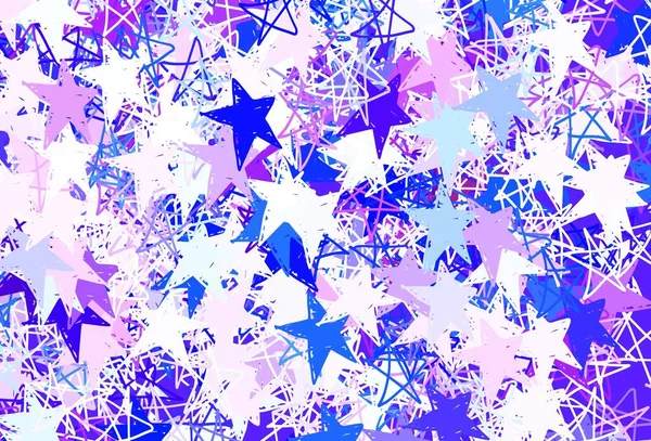 Rosa Claro Padrão Vetor Azul Com Estrelas Natal Ilustração Brilhante — Vetor de Stock