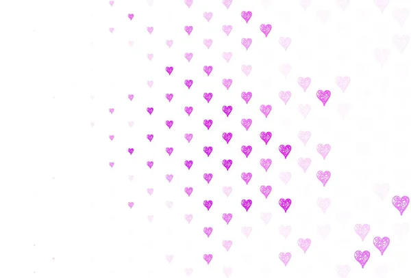 Light Purple Vector Background Shining Hearts Shining Illustration Hearts Abstract — Stock Vector