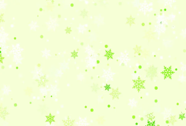 Layout Vetorial Verde Claro Com Flocos Neve Brilhantes Flocos Neve —  Vetores de Stock