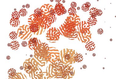 Açık kırmızı, soyut şekilli sarı vektör arkaplan. Modern tarzda değişen renkli kaotik formlar. İşiniz için en iyi akıllı tasarım.