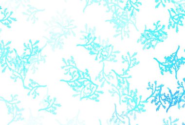 Dalları olan açık mavi vektör doğal desen. Yapraklar ve dallarla karalama tarzında renkli çizimler. Duvar kağıdı tasarımınız için yeni bir doku.