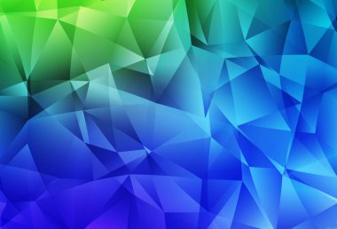 Açık mavi, yeşil vektör eğimli üçgen desen. Yarım ton şeklinde, üçgenli yaratıcı illüstrasyon. İşiniz için en iyi üçgen tasarım.