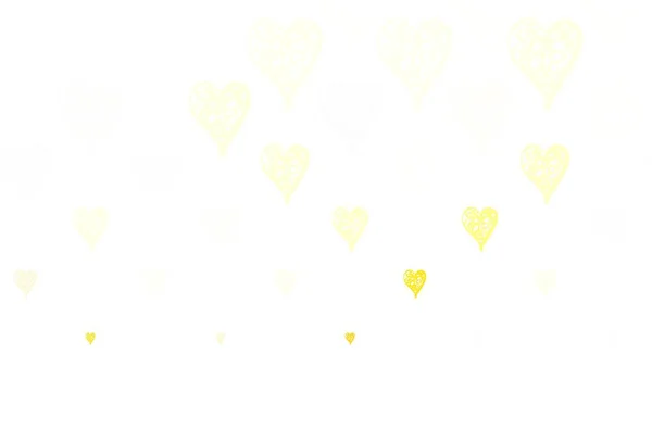 ライトグリーン 輝く心を持つ黄色のベクトルの背景 シンプルなスタイルで心を持つ装飾的なデザイン 結婚祝いのパターンおめでとう — ストックベクタ