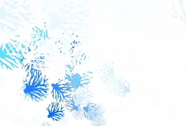 Светлый Синий Векторный Фон Ветвями Красочная Иллюстрация Стиле Каракулей Листьями — стоковый вектор