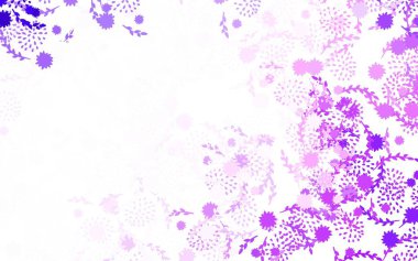 Açık Mor renkli, çiçekli zarif bir arka plan, güller. Beyaz arka planda çiçeklerin dekoratif tasarımı. İş tasarımınız için yepyeni bir tarz.