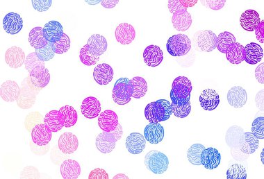 Açık mavi, benekli kırmızı vektör arkaplan. Doğa tarzında bulanık halkaları olan güzel renkli çizimler. Duvar kağıtlarının dokusu için desen.