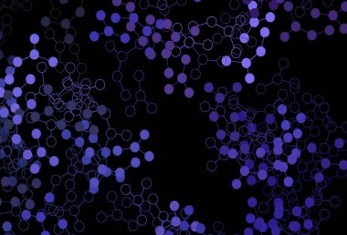 Yapay zeka kavramına sahip koyu mor vektör dokusu. Yapay zekanın bağlantı ve noktalarıyla soyut illüstrasyon. Poster ve teknoloji sembolü.