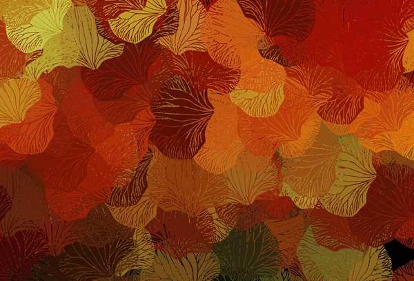 Σκούρο Πορτοκαλί Διάνυσμα Doodle Φόντο Φύλλα Λαμπερή Έγχρωμη Απεικόνιση Φύλλα — Διανυσματικό Αρχείο